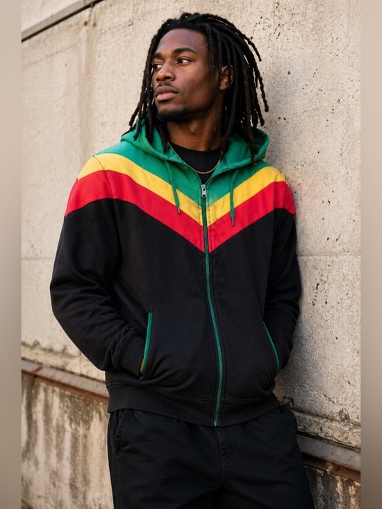 RF Other - ❤️💛💚 Bob Marley-Inspired Rasta Colorblock Zip Hoodie – XXL